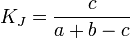  K_J = \frac{c}{a+b-c} 